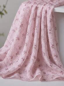 1 pieza Tela de gasa con estampado floral rosa, material suave y transpirable, suministros de costura para diseñador, adecuado para cortinas, manteles, decoración del hogar y telas para prendas de vestir - Multicolor - Ver 4