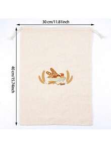 Cirelle 1 pieza Bolsa de pan de lino hecha a mano, reutilizable con diseño de cordón, adecuada para almacenar tostadas, pan, sándwiches, los mantiene talla grande frescos por talla grande tiempo - Multicolor - Ver 6