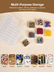 1 Set 30/60pcs Transparent Bead Storage Organizer Box, Large Capacity Clear Polypropylene Plastic Bead Storage Container, Detachable Independent Box Body, Double Lock Closure Jewelry Storage Box, Suitable For DIY Bead Making, Jewelry Making, Diamond Painting Accessories, Sequins, Jewelry, Earrings, Rings, Bracelets, Necklace Accessories, Buttons, Sewing Supplies, Embroidery Thread, Screws, Nuts, Bolts, Nails, Fish Hooks, Small Parts Storage, Home Office Desktop Drawer Cabinet - Multicolor - View 6