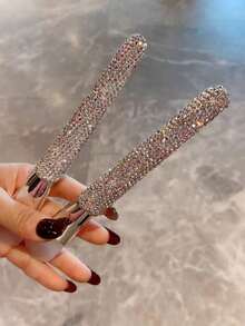 1 Peça Escova de Limpeza Facial DIY com Strass Brilhante Altamente Atraente, Ferramenta Portátil de Aplicação de Máscara Amigável à Pele para Limpeza Facial e Cuidados com a Pele, Presente - Prata - Visão 6