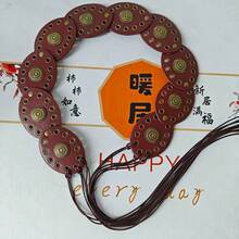拼接波希米亞風 PU 寬腰帶，美式復古圓形鏤空設計，西部牛仔龐克辣妹腰帶，復古做舊圓盤鉚釘 - 彩色 - 查看 2