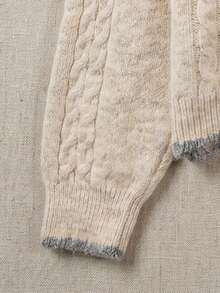 Cardigan Rajut Kancing Bentuk Hati, Sweater Rajut Kabel Klasik untuk Hadiah Natal & Musim Dingin - Aprikot - View 8