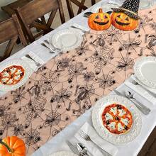 1PC Halloween Mesh Gold Foil Table Runner, Spider And Bat Pattern Halloween Tabletop Decoration, Halloween Theme Holiday And Party Table Decor - Multicolor - View 5