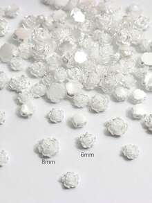 100 piezas de encantos de arte de uñas de resina con forma de rosa 3D y camelia perlada de 8mm+6mm, con parte posterior plana, fáciles de aplicar, adecuados para bodas, vacaciones, Día de la Juventud, diseño de uñas, fabricación de joyas, uñas tipo ataúd, uñas almendradas francesas, uñas largas/cortas, uñas ovaladas, uñas cuadradas, diseño de artesanía de joyería, diseño de gorro de graduación, funda de teléfono DIY, accesorios para uñas, gemas para uñas - Multicolor - Ver 5