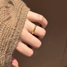 1pc Fashionable Minimalist Personalized Versatile Exquisite Lightweight Luxury Niche Design Gold Geometric Plain Band Ring Suitable For Women's Daily Wear - Gold - View 6