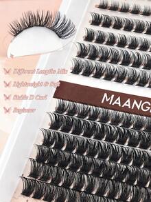 MAANGE 120入混長度蓬鬆假睫毛簇，大容量動漫風細緻睫毛簇接睫毛，濃密豐盈單根睫毛居家用，適合打造濃密蓬鬆自然妝感，DIY居家美容，大容量單根睫毛冊，適合初學者、新手及化妝師，女性旅行、派對、工作場合，女性禮物首選 - D - 查看 8