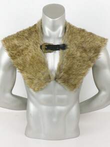 1 PC Medieval Viking/Norse Warrior Faux Fur Cape - LARP Photography Prop Cosplay Accessory,Halloween - Brown - View 2