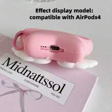 Öronproppsfodral med vingdesign och prickigt mönster, silikonfodral för Bluetooth-hörlurar, hörlursväska lämplig för AirPods4/Pro2/Pro3 - Rosa - Visa 6