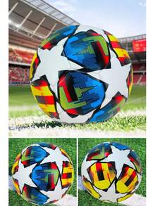 1 Stück Größe 5 Standardgröße, Innen-/Außenbereich Universal, Wettbewerbs-Trainingsball, Geschenk aufblasbarer PU-Leder Mehrfarbiger Teamsport Fußball (Fußball wird unaufgepumpt geliefert) - Verschiedenfarbig - Übersicht 3