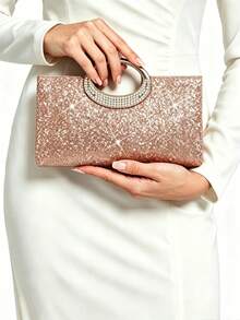 Fashion Sparkling Crystal Rhinestone Clutch Purse, Luxury Shiny Rhinestone Evening Handbag For Prom, Party, Ball, Birthday Celebration, Bridal Clutch, - 彩色 - 查看 10