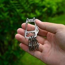 Cat Shaped Outdoor Keychain, Stainless Steel Portable 4pcs S-Shaped Quick Release Cute Hooks, Multi-Function Stainless Steel Quick Detach Keychain, Outdoor Travel Backpack Accessory, Key Water Bottle Equipment Hook - Multicolor - View 11
