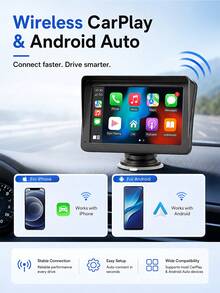 Audio Mobil Portabel CarPlay Layar Sentuh 7 Inci Opsional, Android Auto/Kamera Belakang, Navigasi CarPlay, Kontrol Suara, Koneksi Jarak Jauh/AUX/FM, Penerima Radio Mobil, Perekaman Berulang, Pasang dan Mainkan, Cocok Untuk Mobil, Truk. - MP5 - View 3