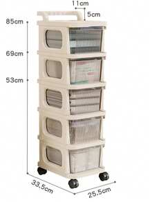 3 Tiers Rolling Storage Cabinet With Wheels Portable Cart Bedside Table Nightstand Small Dresser Bedroom Living Room Kitchen Organizer Drawer Rack Stand Unit Storage Solution Furniture Home Decor - Clear - View 6