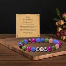 1pc Elegant Bohemian Style Women's Bracelet With MOM Letter Elastic Design, Ideal Birthday/Christmas Gift, Fashionable Casual Daily Wear - Bracelet - View 14