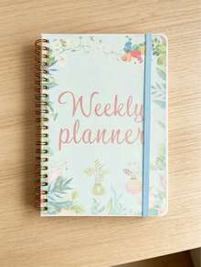 Artistic Floral Undated Weekly Planner, Metal Spiral Binding, Monday To Sunday Task List, Study And Work Goal Tracking Notebook - Multicolor - View 1