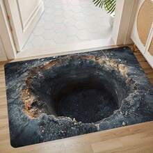 1pc Realistic 2D/3D Optical Illusion Black Hole Crack Floor Mat - Illusion 3D Cave Effect, Durable Easy-Clean Suitable For Indoor/Outdoor Use, Modern Optical Illusion For Home Entrance, Bedroom - Low- Fiber Design. - 亮色8 - 查看 7