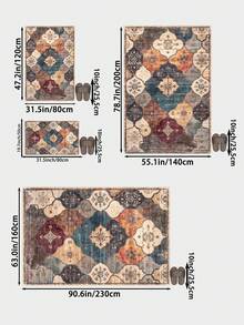 1pc Multi-Color Moroccan Style Living Room Rug. Suitable For Kitchen, Dining Room, Bedroom, Room Holiday Decor, Indoor/Outdoor, Office, Lobby, Non-Slip Doormat, Bathroom Rug, Hallway, Study Gaming Area Rug. - Multicolor - View 5