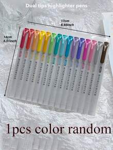 Fluorescent Wavy Ink Border Pen, Suitable For DIY Projects And Curved Marking, Multi-Purpose For School And Office, Random Color, Creative Back To School Pattern, Party, Birthday Gift, Reward, New Year Gift - Highlighter - View 15