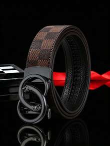 1pc Men's PU Leather Automatic Buckle Belt, Embossed Hollow Leopard Buckle Adjustable Business Casual Belt, Multiple Colors Available, Fashionable, Suitable For Men's Jeans, Suits, Workplace Formal Wear And Daily Casual Wear. Luxury Style, High-End Feeling, Best Gift For Father And Boyfriend. - Multicolor - View 14