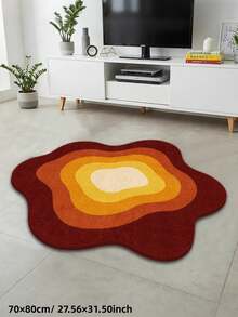 1pc Summer New Arrival, Retro Warm Tone Wavy Shaped Living Room Rug, Water-Absorbent Soft Skin-Friendly Carpet, Suitable For Room, Porch And Indoor Decor - Decorative Rug, Bedroom Decor, Small Rug, Carpet, Home Decor, Living Room Rug, Living Room Small Rug, Bedroom Rug, Living Room Home Decor, Outdoor Rug, Washable Rug - Multicolor - View 5