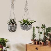 1 buah Jaring Gantung Pot Tanaman Perlengkapan Taman untuk Sukulen & Pothos Tempat Pot Tanaman Dalam dan Luar Ruangan Keranjang Bunga Makrame untuk Balkon Teras Halaman Dekorasi Ruangan Jaring Penyimpanan Gantung untuk Tanaman Hijau - A - View 10