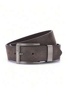 1pc Men's Wide Stitch Alloy Buckle Belt, Suitable For Jeans And Trousers, Minimalist Cool Sports Style, Daily Decorative Belt - Brown - View 3