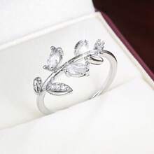 1pc Fresh Leaf Shaped Design Cubic Zirconia Women's Ring - Multicolor - View 6