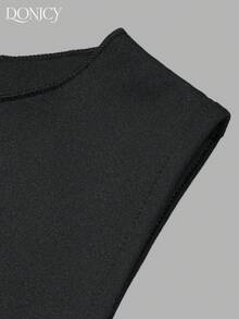 DONICY Women's Elegant Off-Shoulder Fitted Mini Dress - Spring/Summer Casual Twist Strap Bodycon Soft Smooth Skin-Friendly Fabric Suitable For Daily Street - Black - View 4