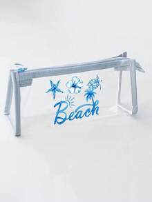 Bolsa de playa de PVC impermeable de moda, con estampado de letras coloridas, bolsa de maquillaje de PVC, bolsa de almacenamiento de viaje con cremallera - Bolsa de maquillaje y artículos de tocador ligera y resistente a la decoloración, adecuada para hombres y mujeres, perfecta para nadar, bucear y vacaciones de verano - Ligera, adecuada para hombres y mujeres jóvenes, accesorios de bolsa de playa, artículos esenciales de viaje, accesorios de viaje, artículos esenciales de vacaciones, artículos esenciales de verano, temporada de bodas, regalo para damas de honor - Multicolor - Ver 12