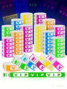 200pcs VIP Neon Party Paper Wristbands - Waterproof Paper Event Bracelets, For Parties, Music Festivals & Events, Wristbands For Events, Pool Party, Markets, Clubs, Sports, Holidays, VIP Bracelets, Wrist Bands, Lightweight Wristbands - VIP Edition - View 5