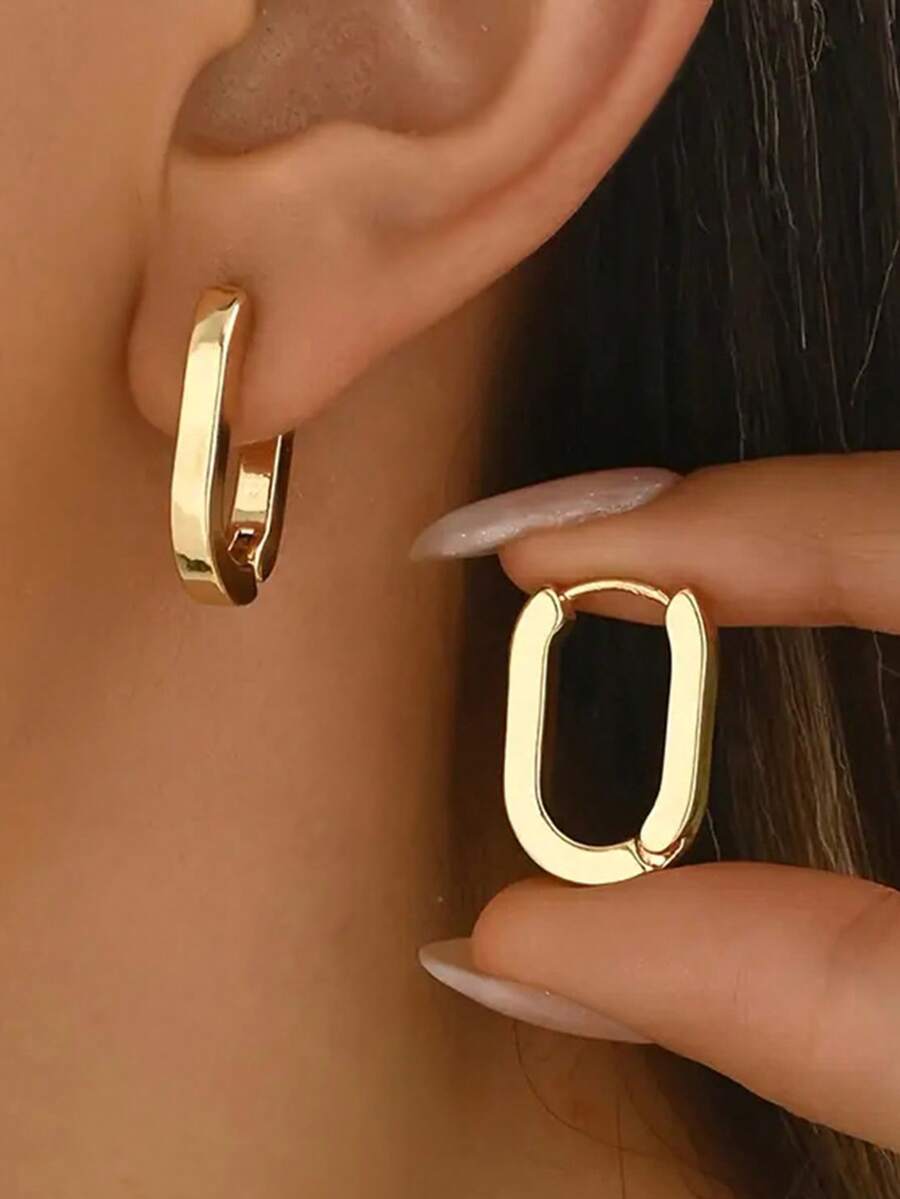1 Pair Elegant Hoop Earrings, Designed For Women, Suitable For Wedding, Engagement, Anniversary Party, Valentine's Day Gift - Yellow Gold - View 1