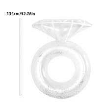 1pc White & Pink Diamond Thickened PVC Swim Ring, Bachelorette Party Summer Floating Pool Float, Wedding Pool Decor For Swimming Pool, Beach & Vacation - Multicolor - View 8