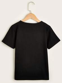 My Nanny Loves Me So Much, Printed T-Shirt For Kids, Cute Bear Graphic Tee For Little Girls, Casual Summer T-Shirt With Short Neck And Short Sleeves. - 黑色 - 查看 2