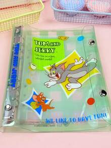 TOM AND JERRY. A5 (Button Style) Mouse Loose-Leaf Binder Minimalist Solid Color Loose-Leaf Binder Detachable Large Capacity Storage Notebook Ins Minimalist Loose-Leaf Binder Student Office Universal Highly Attractive Loose-Leaf Notebook Detachable Ring Binder - A5 - View 14