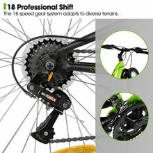 HILAND 26-Inch Full Suspension Mountain Bike - 18-Speed MTB With Disc Brakes - All-Terrain Bicycle For Women & Men Adults - Green - View 4