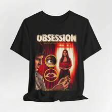Camiseta de la película Obsession: Camiseta gráfica unisex de película de terror vintage - Negro - Ver 1
