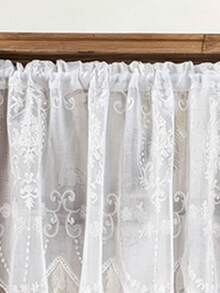 1PC Rod Pocket Window Decoration Short Sheer Curtain, Light Filtering French Style Window Sheer Curtain, Window Valance Half Curtain - White - View 16