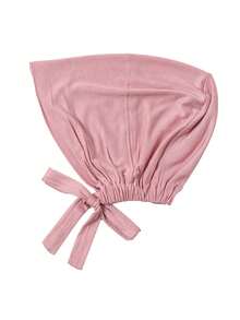 1pc Women's Solid Color Elastic Band Base Hat Adjustable Scarf Small Hat - A- Lotus Root Pink (Upgraded Version) - View 4