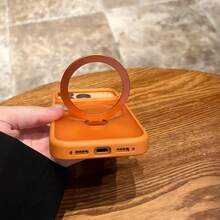1PC Orange Luxury Matte Semi Transparent Metal Magnetic Rotating Bracket With Lens Film Compatible With Wireless Charging, Skin Friendly Touch, Shockproof Back Cover, Matte Invisible Ring Holder, Ring Holder, High-End Phone Case Compatible With IPhone 17 Pro Max,17e,16E,16,15 PM,14 Plus,13,12,11 Also Compatible With Samsung Galaxy S26Ultra/S26Plus/S26/S25Ultra/S25Plus/S25/S24Ultra/S24Plus/S24 - Orange - View 10