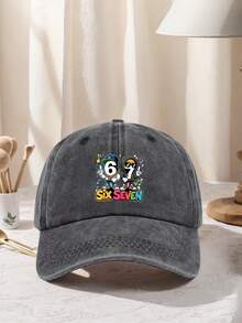 1pc Unisex 67 RetroWashed Print Baseball Cap Adjustable Design Perfect For Hiking Mountain Climbing Travel And Sun Protection During Outdoor Activitie - Multicolor - View 4