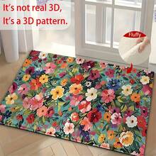 1pc Retro Floral Pattern Design Microfiber Bath Mat,Non-Slip And Soft Bathroom Floor Rugs,Doormat,Water Absorption Mat,Machine Washable,Low Pile,TPR Backing,Knit Fabric,For Bedroom,Kitchen,Indoor Use,Accessories & Home Decor,Perfect New Home Gift - Multicolor - View 7