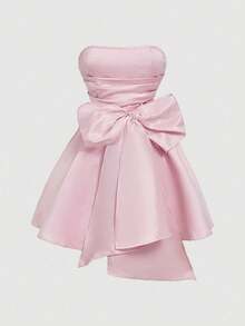 MOD Vestido corto para mujer con lazo rojo en el lateral, vestido de graduación blanco CM1Z - Rosa - Ver 1