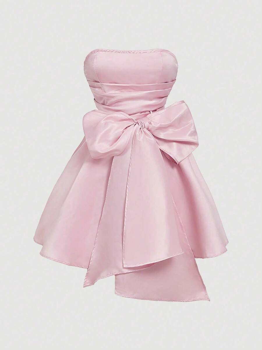 MOD Vestido corto para mujer con lazo rojo en el lateral, vestido de graduación blanco CM1Z - Rosa - Ver 1