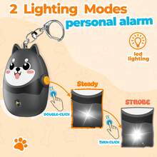 130dB Rechargeable Personal Alarm For Women With LED Light, Keychain For Women Cute Portable Pendant, Suitable For Women, Teenagers, And The Elderly - Color - View 5