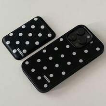 Black White Polka Dot Magnetic Phone Card Holder, Detachable Adhesive Wallet Card Pocket For IPhone Android Smartphones,Two-Tone Polka Dot Magnetic Card Wallet, Reusable Adhesive Card Pocket For Daily ID Credit Card Storage - Multicolor - View 4