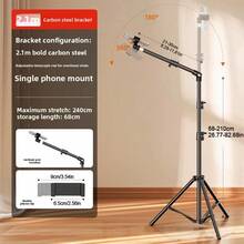 Horizontal Overhead Tripod Adjustable Phone Tripod Stand For Video Recording - Black - View 10