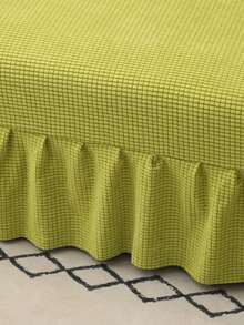 Solid Color Skirt Style Sofa Bed Cover, Polyester Fiber Elastic All Inclusive Sofa Cover, Suitable For Armless Sofa Cover, Simple And Modern, Suitable For All Seasons - Green - View 6