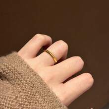 1pc Fashionable Minimalist Personalized Versatile Exquisite Lightweight Luxury Niche Design Gold Geometric Plain Band Ring Suitable For Women's Daily Wear - Gold - View 5