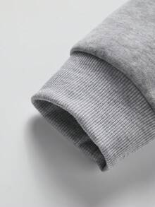 Sudadera con capucha y cordón para hombre de talla grande con estampado de aventura al aire libre, vuelta al colegio, otoño/invierno - Gris - Ver 6