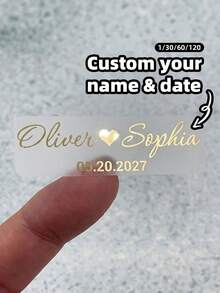 1/30/60/120pcs Customizable Label Stickers, Personalized Wedding Bubble Stick Stickers, Transparent Vinyl Custom Name Labels, Wedding Candy Box And Gift Bag Decoration, Gift For Bride, Groomsman, Bridesmaid, Bridal Shower, Waterproof - Multicolor - View 3